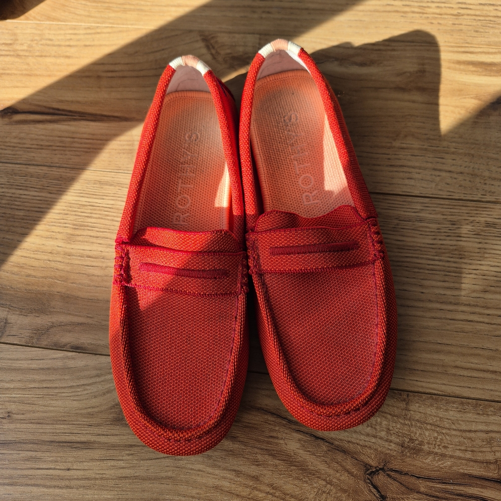 Rothy's The Driver Women's Loafers In Tomato Red, Size 7